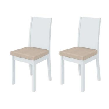Imagem de Conjunto 2 Cadeiras Sala De Jantar Athenas Linho Bege E Branco Lopas
