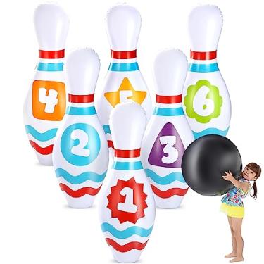 Imagem de JOYIN Conjunto de boliche inflável gigante para crianças e adultos, jogos de festa de aniversário de Natal, brinquedos de educação motora para crianças