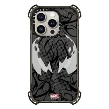 Imagem de CASETiFY Capa Bounce para iPhone 15 Pro [Homem-Aranha Co-Lab / 6X Testada contra quedas de grau militar/Proteção contra quedas de 6,5 metros/Compatível com Magsafe] - Capa com máscara de venom - Preta