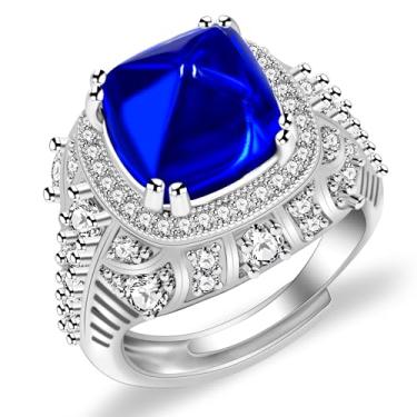 Imagem de Oneress Anel banhado a ouro branco esmaltado verde com zircônia cúbica que pode ajustar a beleza e a elegância. para esposa e amigos, Medium, Vidro, Zircão