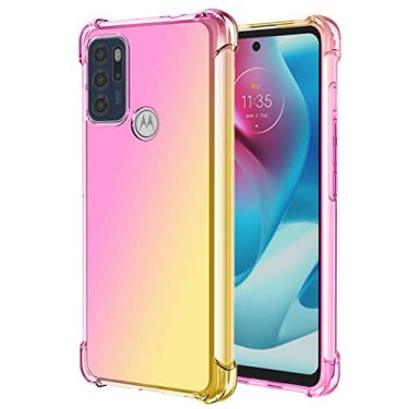 Imagem de Ueokeird Capa para Moto G60S, XT2133-2, capa de telefone transparente e fofa gradiente, fina, antiarranhões, capa protetora de TPU flexível à prova de choque para Motorola Moto G60S (rosa)