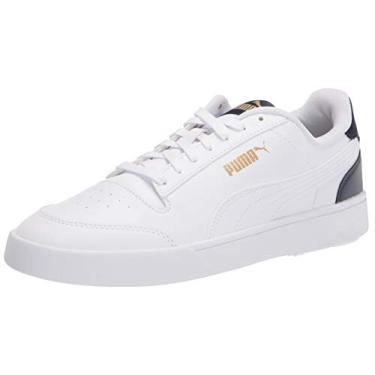 Imagem de PUMA Tênis masculino Shuffle, Branco-branco-peacoat-team dourado, 44