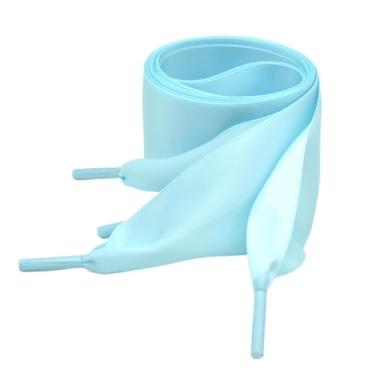 Imagem de Wide Flat Satin Ribbons Laces Polyester Laces Sneakers Sneakers Lace Color Laces Multicolor Laces (Color : Blue, Size : 100cm)