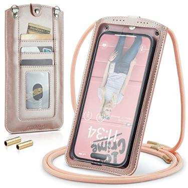 Imagem de Casecond Pequena bolsa transversal para celular para mulheres e homens, mini bolsa de ombro, capa carteira com compartimento para cartão, colar e cordão para todos os telefones iPhone, Samsung, Google