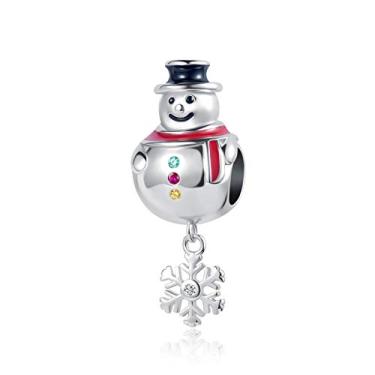 Imagem de LuxglitterLin Pingente de boneco de neve de Natal, floco de neve, rena, homem de gengibre, berloque para colar de pulseira Pandora de Natal, Metal Cristal Strass Metal cristal esmalte Strass, Base