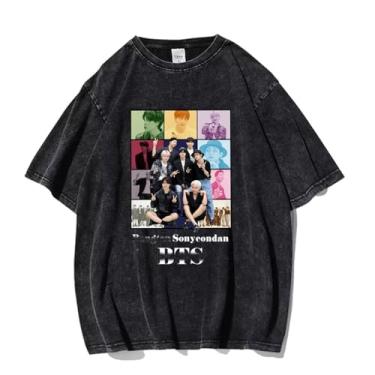 Imagem de Camiseta K-pop Jk Rm J-Hope, camiseta vintage estampada lavada streetwear camisetas vintage unissex para fãs, 1, P