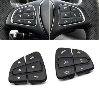 Imagem de Goodithy Tampas de botões de controle de volante, botões de volante multifuncionais substituição de chaves para Mercedes Benz A B GLA GLS GLE V Class W176 W246 W156 W166 W292 W117 W218 W231 (preto)
