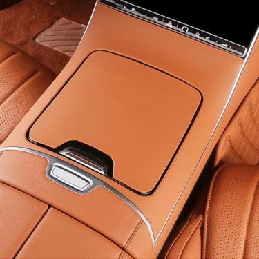 Imagem de Capa de decoração de console central de carro adesivo de couro para painel de câmbio de marchas protetor de moldura guarnição para Mercedes Benz S Class W223 2021-2024 S450L S500 S580 S63 AMG S560