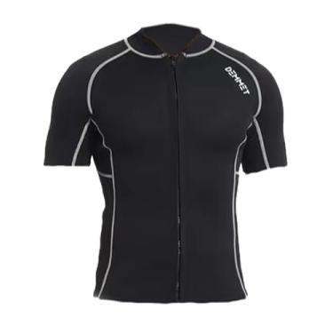 Imagem de Jaqueta de neoprene de manga curta roupa de neoprene de 1,5-3mm top de roupa de mergulho com zíper frontal para homens e mulheres surf natação caiaque (top masculino de 3mm, Médio)