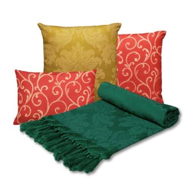 Imagem de Kit Manta Para Sofá Natal com 2 capas 45x45 e 1 capa 30x50 - MUMUDECOR