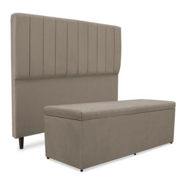 Imagem de Kit quarto mavi cabeceira + recamier suede capuccino 160cm - SRJ IMÓVE