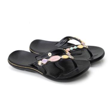Imagem de Chinelo Feminino Antiderrapante Esporão P/ Dor Nos Pés com Enfeite na 