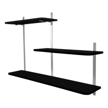 Imagem de Nicho Prateleira Parede Leeds Decoração - Loja da Isa, Prata/Preto