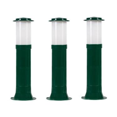 Imagem de Poste Balizador Luminária Casa Sítio Jardim 35cm Verde Kit 3 - Plaslum