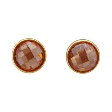 Imagem de Brinco Zircônia Redondo BC1608 - Akasaki, Topázio, Dourado