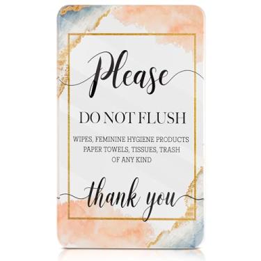 Imagem de Placa Do Not Flush – Placa de papel higiênico apenas nivelada – Sinais de banheiro para Airbnb, hotéis, negócios e banheiros domésticos placa de acrílico autoadesiva para banheiros em negócios e em
