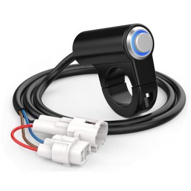 Imagem de Autokemat Interruptor de desligamento de farol compatível com Sur Ron Segway X260 X160 Interruptor liga/desliga, interruptor Plug and Play com auréola de LED azul e plugues de liga de alumínio