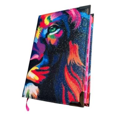 Imagem de Bíblia 100% Glitter Leão colorido com Indice - Capa dura acolchoada Pa