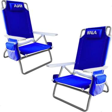 Imagem de Kit 2 Cadeira Praia Reclinável 5 Posições C/bolsa Térmica Até 136k - K