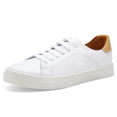 Imagem de Tênis feminino Pierrô slip on couro legítimo cor branco com detalhe co