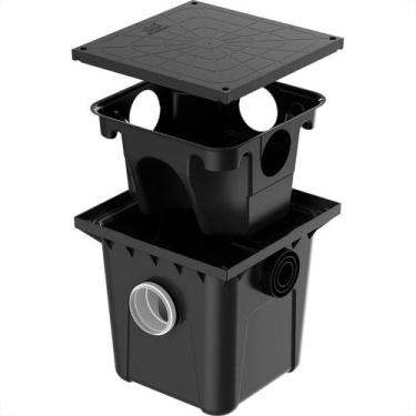 Imagem de Caixa De Gordura Herc Com Cesto E Tampa Dn100 Preta