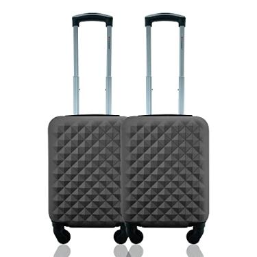 Imagem de Conjunto de 2 Malas de Bordo Rígidas ABS, Tamanho PP, Infantil, Compatível ANAC, com Cadeado e Rodas 360°, de 8kg, D1PPC2 (Cinza/Cinza)