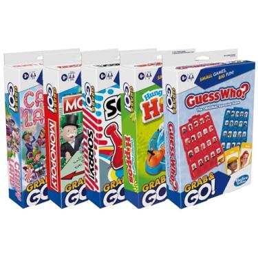Imagem de Hasbro Gaming Conjunto de 5 jogos de viagem Grab and Go - Sorry!, Hungry Hippos, Monopoly, Guess Who e Candy Land