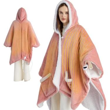 Imagem de Cobertor Aquecido Wearable Shawl Bedsure - Poncho Elétrico Rosa