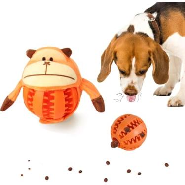 Imagem de Brinquedo para cães Sniff & Seek Pals - bola de esconde-esconde, capa de animal de pelúcia, brinquedo interativo para enriquecimento e alívio do tédio (Momo o macaco (Laranja))