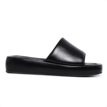 Imagem de Tamanco Feminino Plataforma Baixa Flatform Confortável Elegante Preto 