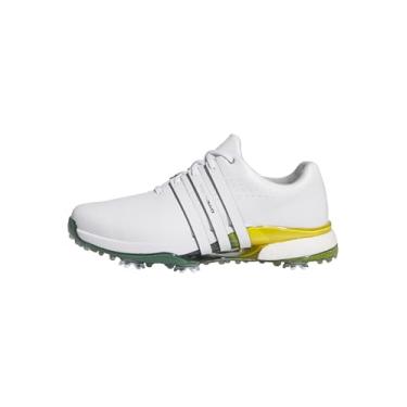 Imagem de adidas Tênis de golfe masculino Tour360 24, Calçado branco/verde universitário/amarelo, 47