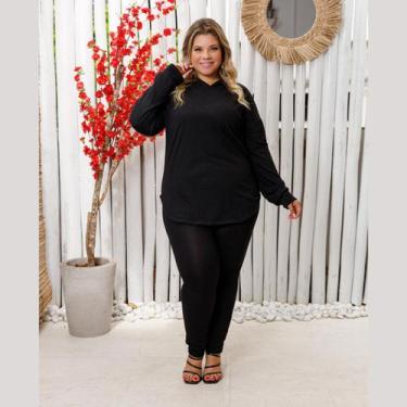 Imagem de Conjunto Feminino Calça e Blusa c/ Capuz Lanzinha Plus Size - Rosana F