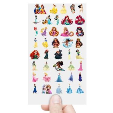 Imagem de Cartela 40 Adesivos Princesas DTF UV Prova D'Água - Graviarte
