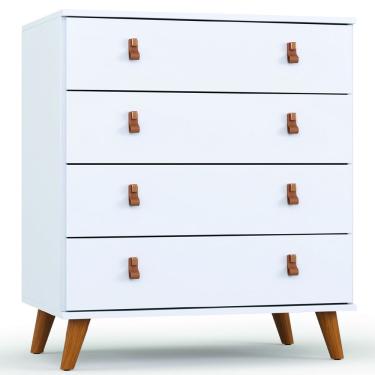 Imagem de Cômoda Infantil Para Quarto Bebê 4 Gavetas Encanto Batrol Branco