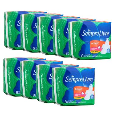 Imagem de Kit Absorvente Externo Sempre Livre Adapt Cobertura Suave com Abas 72 Unidades