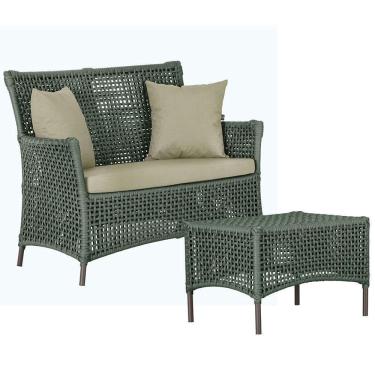 Imagem de 1 Sofá E Mesa Igapó Alumínio Marrom Corda Náutica E7 Trama Verde