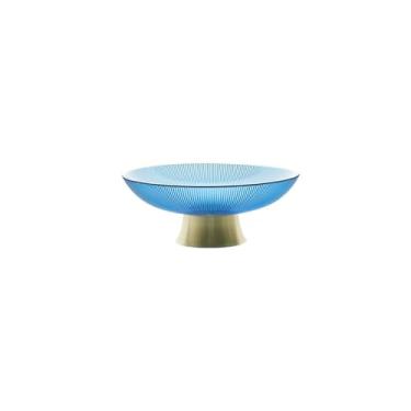 Imagem de Mesa de centro criativa para sala de estar, bandeja de frutas secas de vidro doméstico com pernas altas - listrado - azul médio