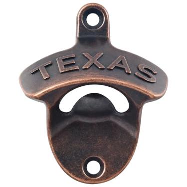 Imagem de Luwanburg Abridor de garrafas rústico TEXAS montado na parede abridor de tampa de cerveja montável cobre antigo
