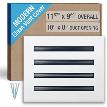 Imagem de FA-STAR Clean Modern Tampa de ventilação AC 10 x 8 (recorte de abertura do duto) - Saída de ar branca decorativa - Difusor de slot linear padrão - Grade de registro para teto, paredes e pisos - Todo