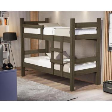 Imagem de Cama Beliche Madeira Solteiro Leticia Resistente com Grade de Proteção