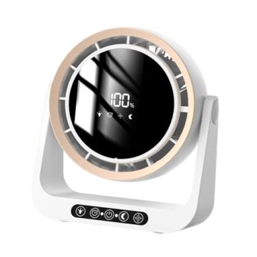 Imagem de Bothyi Mini fã de mesa, ventilador de mesa de exibição LED, fã de desktop silencioso recarregável USB para dormitório doméstico, Branco