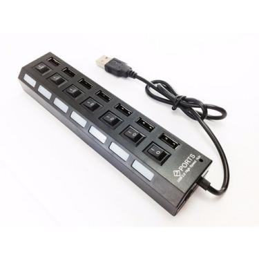 Imagem de Hub 7 Portas Usb 2.0 Led Indicador Entrada P/ Fonte Preto B