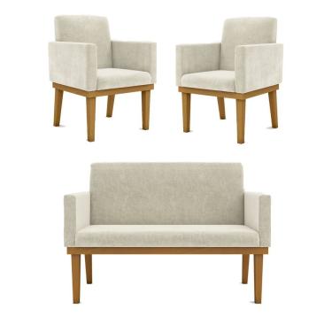 Imagem de Kit Sofá 2 Lugares + Poltrona Com Base Suede bege