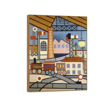 Imagem de Tarsila do Amaral Famosas Impressões em Tela-Imagem arte parede lona-Moldura Madeira Pintura decoração quarto Sala de estar(um gol) 20x25cm