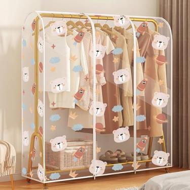 Imagem de TRAGLO Capa transparente para cabideiro, capa protetora para cabideiro à prova de poeira e poeira, capa protetora para cabideiro à prova d'água com zíper (cabideiro não incluso)(160x50x150CM(63x19.7x5