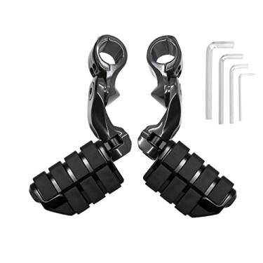 Imagem de JUNJUMOTO Apoio Para Os Pés Em Ângulo Curto Estrada, Ideal Touring Street Glide Road King Electra Com Proteção De Motor 1,25" E Barra 1 1/4 Preta