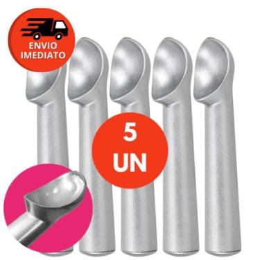 Imagem de Kit Colher Pegador Concha Alumínio Fosco Bola Sorvete Açaí Sobremesa S