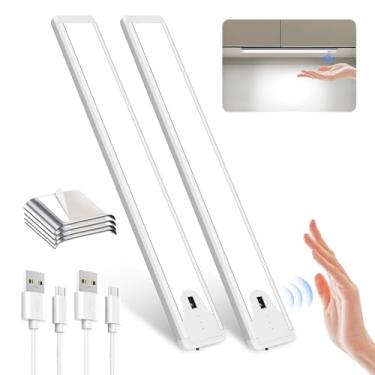 Imagem de Pak Luminária De 16" Para Armários, Sensor Movimento Manual, 83 Leds, Iluminação Interna, Recarregável Via Usb, Sem Fio, Com Regulagem Contínua, Cozinha, Prateleiras, Quarto, Pacote 2