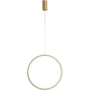 Imagem de Anel Redondo Simples Ultrafino Led Lâmpada Suspensa Criativa Iluminação Luminária Pendente Regulável De 3 Cores Para Lustre De Sala De Estar De Quarto, Gold, 30x30cm