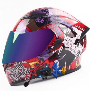 Imagem de Capacete Bluetooth De Motocicleta Modular, Capacete De Motocicleta Flip Up Ti-collision Capacete Integral Ti-fog Com Guarda-sol Duplo Capacete De Motocicleta Flip De Segurança C, D, M(57~58cm)